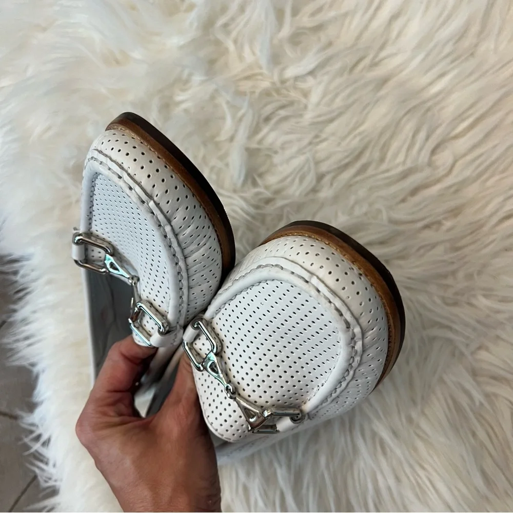 Women's White Loafers with Silver Accents - Picture 8 of 9